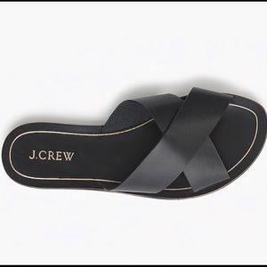 Black leather cypress slip on flat sandal j.crew 7